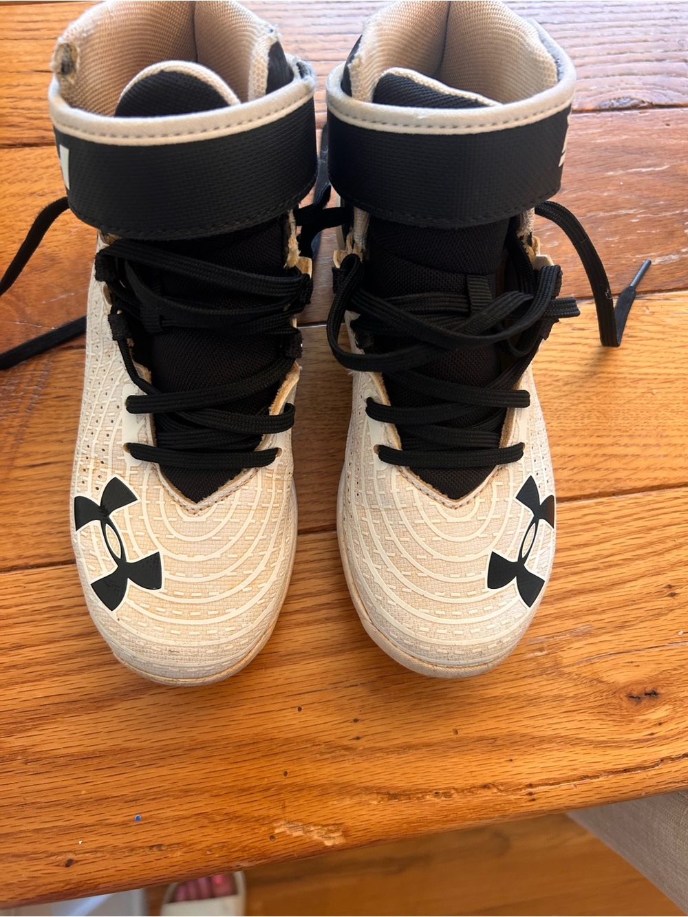 Under Armour Kids High-Top Sneakers in Cream and Black